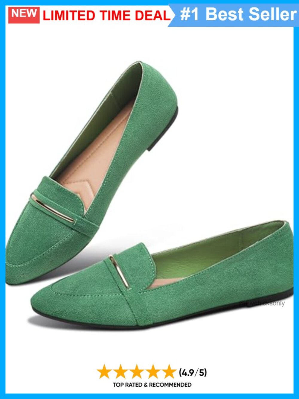 Pointy Toe Faux Suede Penny Loafers Slip On Ballet Flats Memory Foam Work Shoes